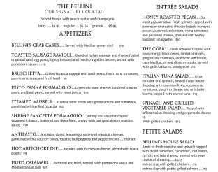 View Bellini's Dinner Menu